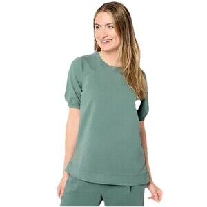 Anybody Washed French Terry Raglan Short-Sleeve Knit Top Green Size Small NWT's